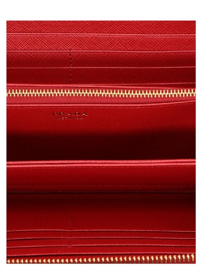 Shop Prada Logo Continental Wallet In Red