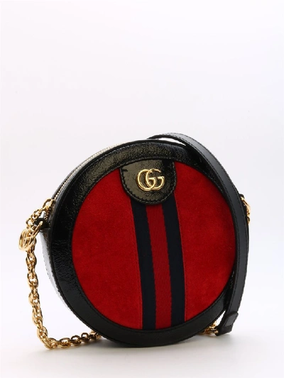 Shop Gucci Ophidia Round Mini Shoulder Bag In Red