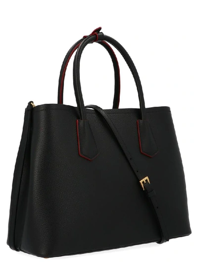 Shop Prada Logo Medium Tote Bag In Black