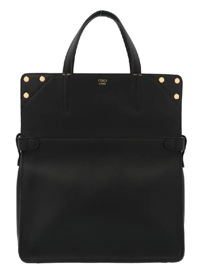 Shop Fendi Logo Embossed Flip Shoulder Bag In Black