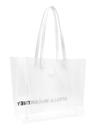 Shop Stella Mccartney Logo Tote Bag In Transparent
