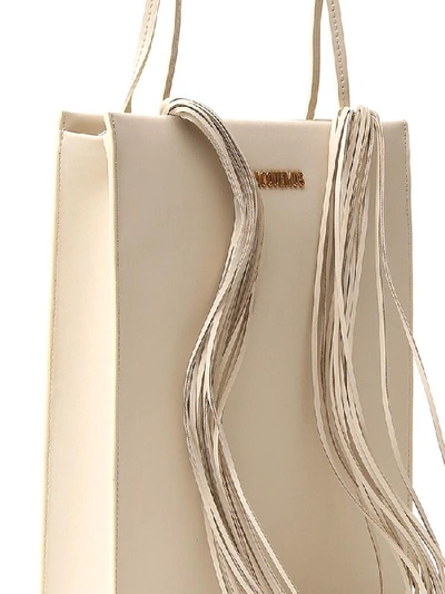 Shop Jacquemus Le A4 Cord Detail Tote Bag In White