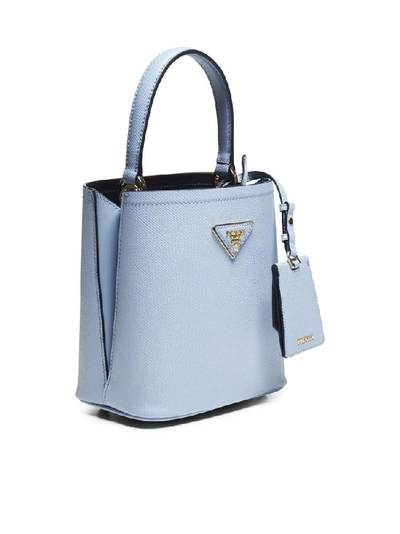 Shop Prada Panier Logo Bucket Bag In Blue