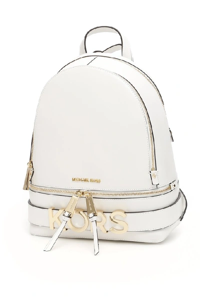 Shop Michael Michael Kors Logo Embellished Backpack In White