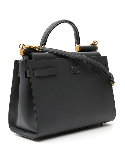 Shop Dolce & Gabbana Small Sicily Top Handle Shoulder Bag In Grey