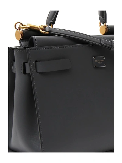 Shop Dolce & Gabbana Small Sicily Top Handle Shoulder Bag In Grey