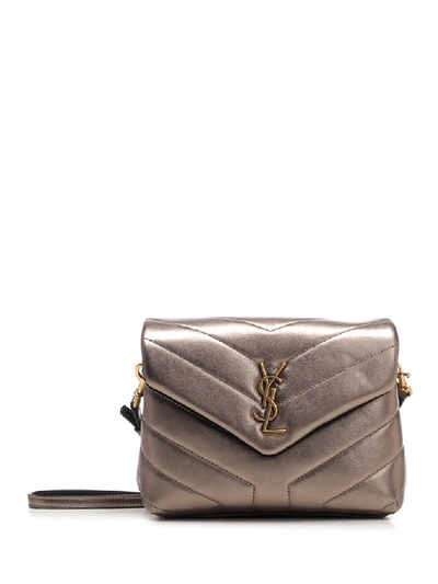 Shop Saint Laurent Loulou Matelassé Shoulder Bag In Brown