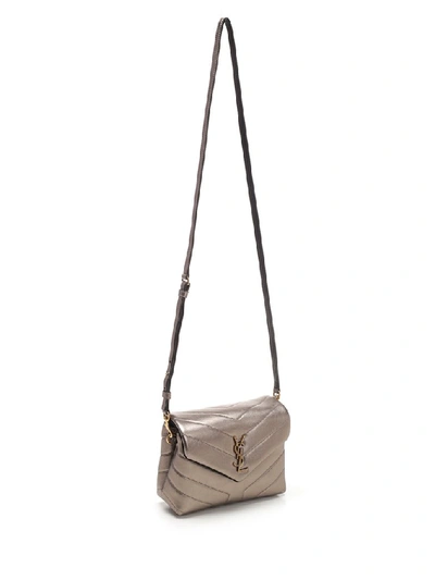 Shop Saint Laurent Loulou Matelassé Shoulder Bag In Brown