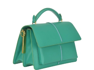 Shop Marni Contrast Stripe Foldover Tote Bag In Green