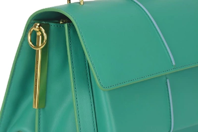 Shop Marni Contrast Stripe Foldover Tote Bag In Green