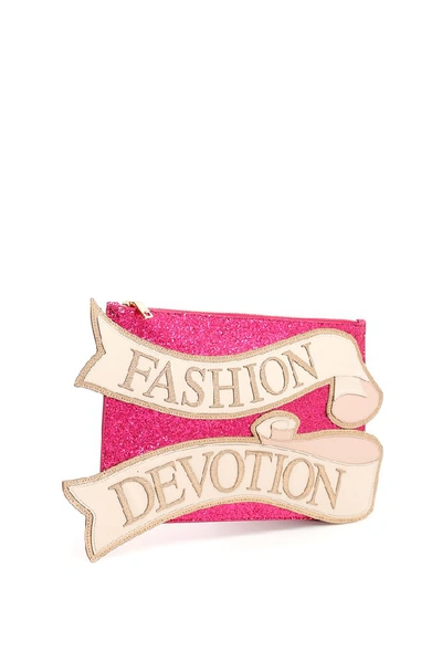 Shop Dolce & Gabbana Fashion Devotion Clutch With Strap In Pink
