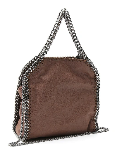 Shop Stella Mccartney Falabella Mini Chain Tote Bag In Brown