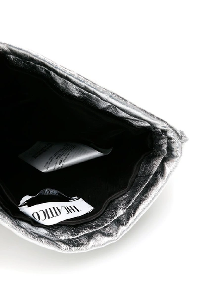 Shop Attico Metallic Drawstring Bucket Tote Bag In Silver