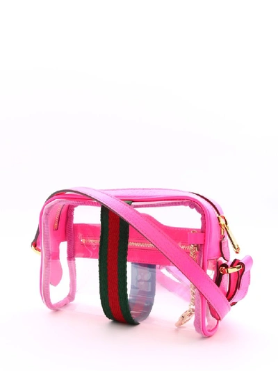 Shop Gucci Ophidia Mini Transparent Shoulder Bag In Pink