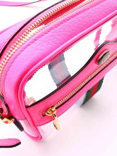 Shop Gucci Ophidia Mini Transparent Shoulder Bag In Pink