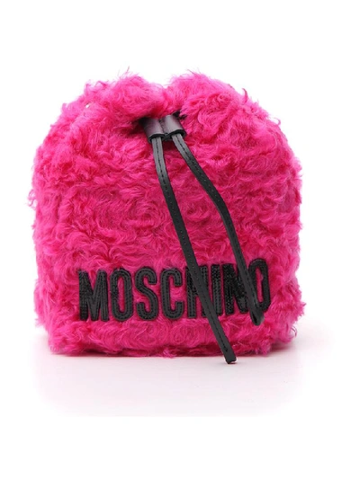 Shop Moschino Furry Satchel Tote In Pink