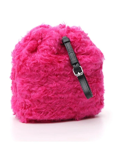 Shop Moschino Furry Satchel Tote In Pink