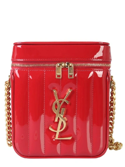 Shop Saint Laurent Vicky Logo Zip Around Box Bag In Red