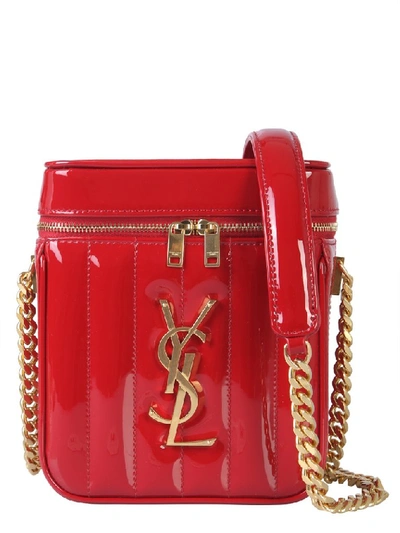 Shop Saint Laurent Vicky Logo Zip Around Box Bag In Red