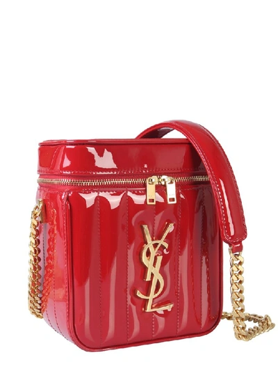 Shop Saint Laurent Vicky Logo Zip Around Box Bag In Red