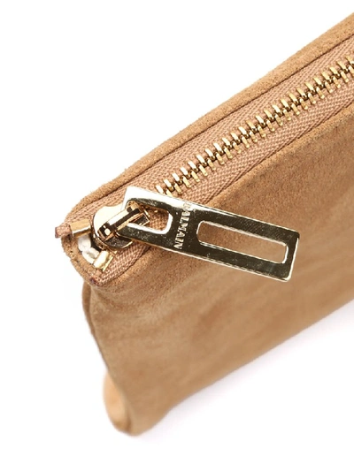 Shop Balmain Suede Clutch Bag In Brown