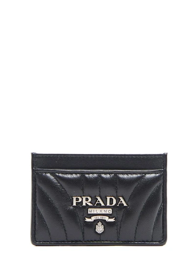 Shop Prada Logo Plaque Quilted Cardholder In Black