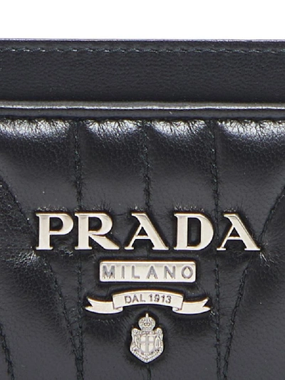 Shop Prada Logo Plaque Quilted Cardholder In Black