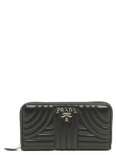 Shop Prada Diagramme Logo Continental Wallet In Black