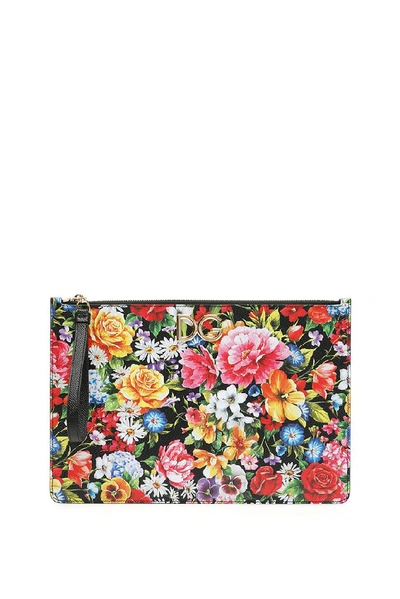 Shop Dolce & Gabbana Floral Print Zipped Pouch In Multi