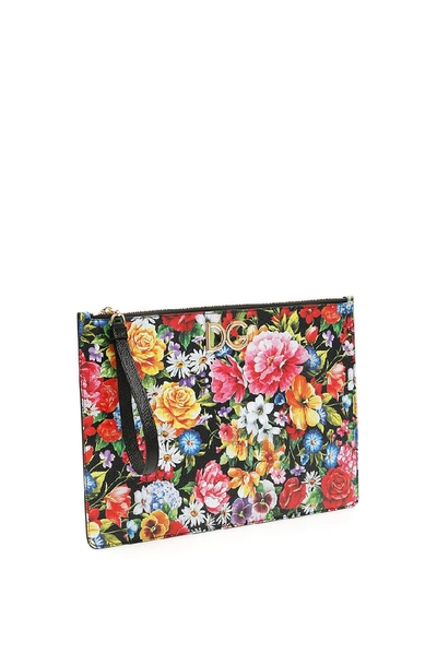 Shop Dolce & Gabbana Floral Print Zipped Pouch In Multi