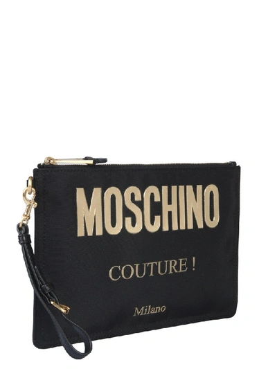 Shop Moschino Logo Clutch Bag In Black