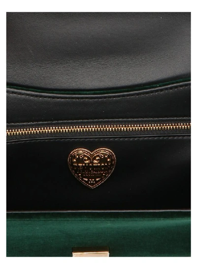 Shop Dolce & Gabbana Devotion Heart Embellished Shoulder Bag In Green