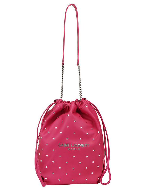 Saint Laurent Teddy Star Embossed Print Bucket Bag In Pink Modesens