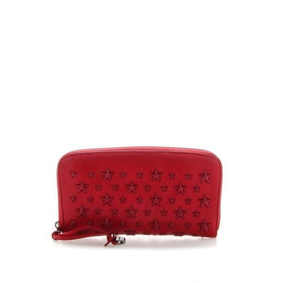 Shop Jimmy Choo Filipa Star Studded Wallet In Red