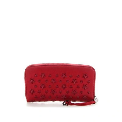 Shop Jimmy Choo Filipa Star Studded Wallet In Red