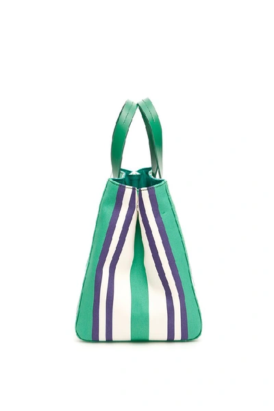 Shop Miu Miu Logo Striped Tote Bag In Multi