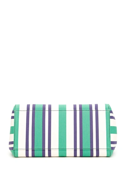 Shop Miu Miu Logo Striped Tote Bag In Multi