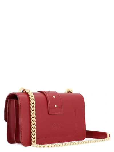Shop Pinko Mini Love Simply Chain Shoulder Bag In Red