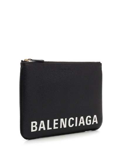 Shop Balenciaga Logo Zipped Pouch In Black