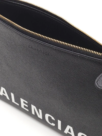 Shop Balenciaga Logo Zipped Pouch In Black