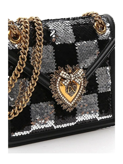 Shop Dolce & Gabbana Devotion Sequin Shoulder Bag In Multi