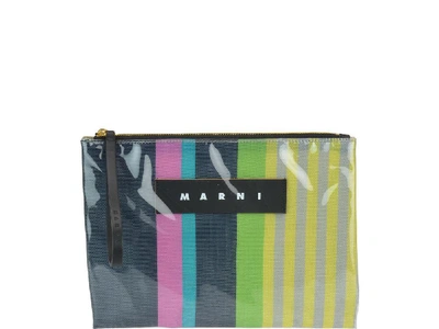 Shop Marni Striped Clutch Bag In Multi