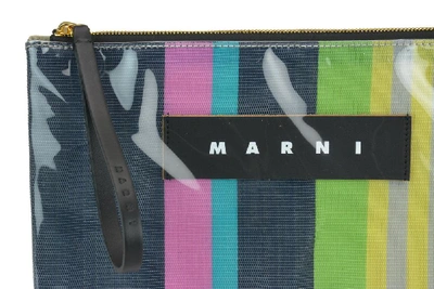 Shop Marni Striped Clutch Bag In Multi