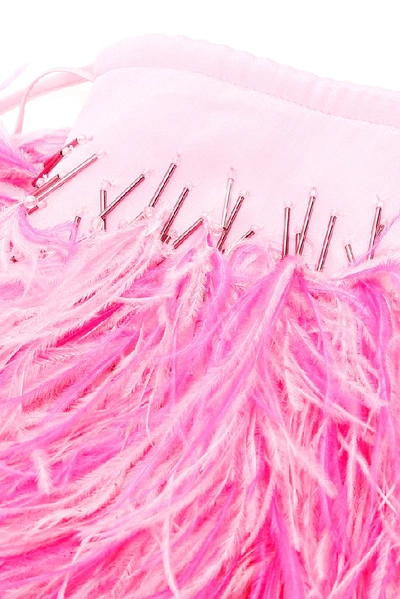 Shop Attico Greta Feather Pouch Tote Bag In Pink