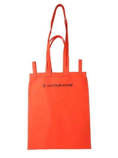 Shop Mm6 Maison Margiela Logo Tote Bag In Orange
