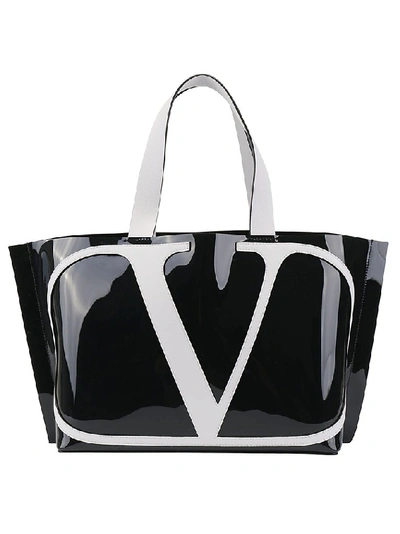 Shop Valentino Go Logo Tote Bag In Black