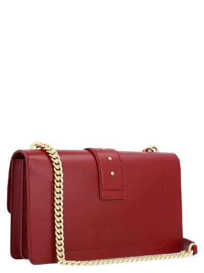 Shop Pinko Love Simply Bird Detail Chain Link Strap Shoulder Bag In Red