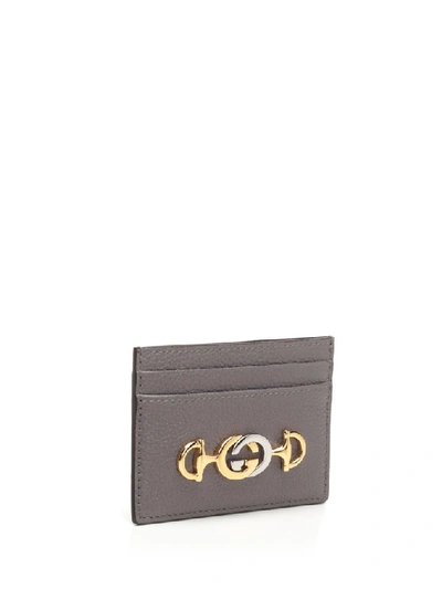 Shop Gucci Interlocking G Horsebit Cardholder In Grey
