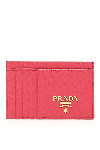 Shop Prada Logo Cardholder In Pink