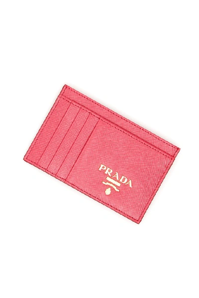 Shop Prada Logo Cardholder In Pink